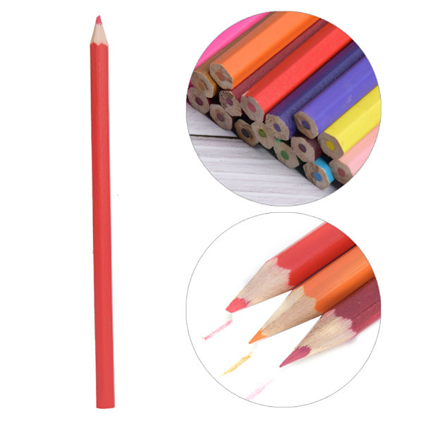 48 stk fargeblyanter i tre, 24 farger, tegnepenner, kunstnerutstyr, skolemateriell
