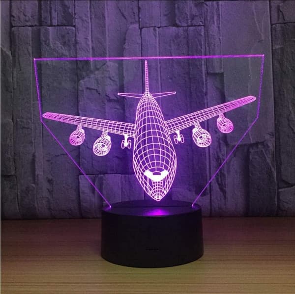 Flyvemaskine Natlampe 3D Illusion Lampe 7 Farveskiftende Touch
