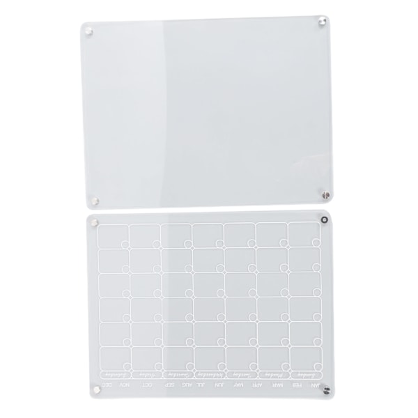 2 st magnetiska akrylkalendrar för kylskåp 16x12in Tidsstyrning Kylskåp Månatlig whiteboard för planering