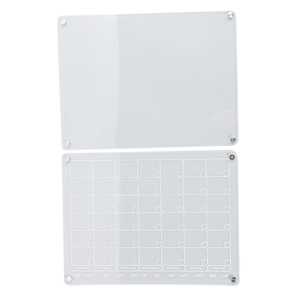 2 stk magnetisk akrylkalender for kjøleskap 16x12in Tidsstyring Kjøleskap Månedlig Tørrsletttavle for planlegging