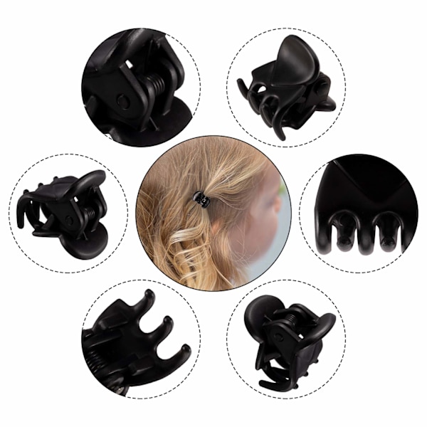 36 st svarta mini hårklämmor, perfekta för att designa barn- och vuxenfrisyrer, dekorationer, bullar, fästa lugg, starkt grepp, multifunktionsklämmor. Black