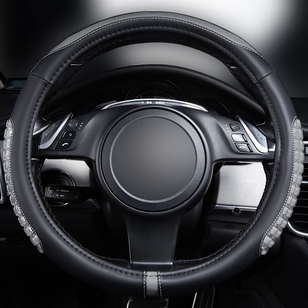 Flying Banner Rattöverdrag för bil Gel Massage Sammet Sval Varm Universal Storlek 15 tum SUV Lastbil Anti-halk Luktfri Sommar Vinter Black Gray