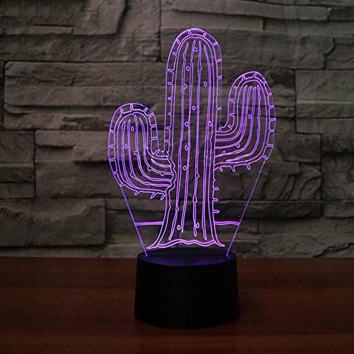 3D Kaktus Nattlys Bord Skrivebord Optisk Illusjon Lamper 7 Fa