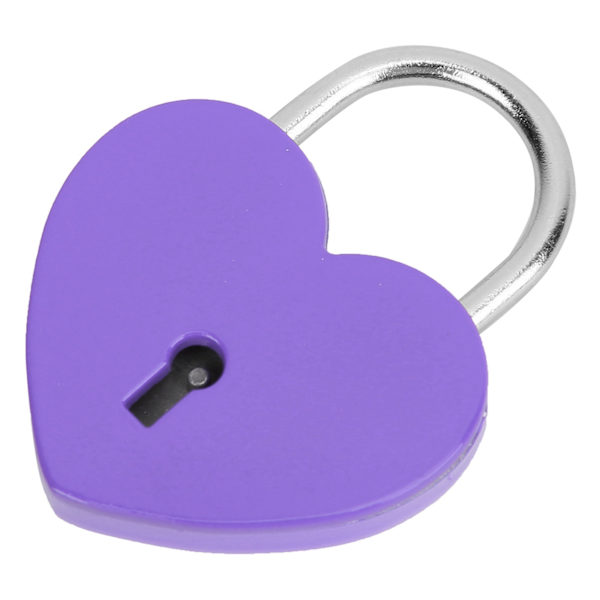 Sydänlukko Metalli Värikäs Hieno Lukko Kotitaloustarvikkeet Avaimella 45x59mm Violetti