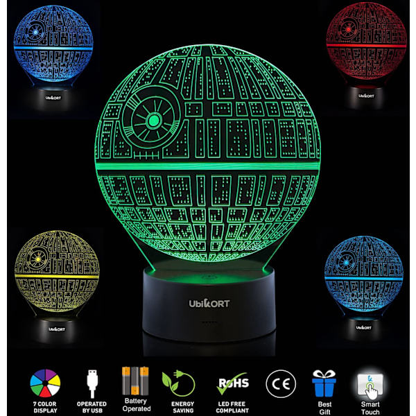 3D Lampe Illusjon Dødsstjerne Star Wars Lampe, Unik Bursdagsstjerne