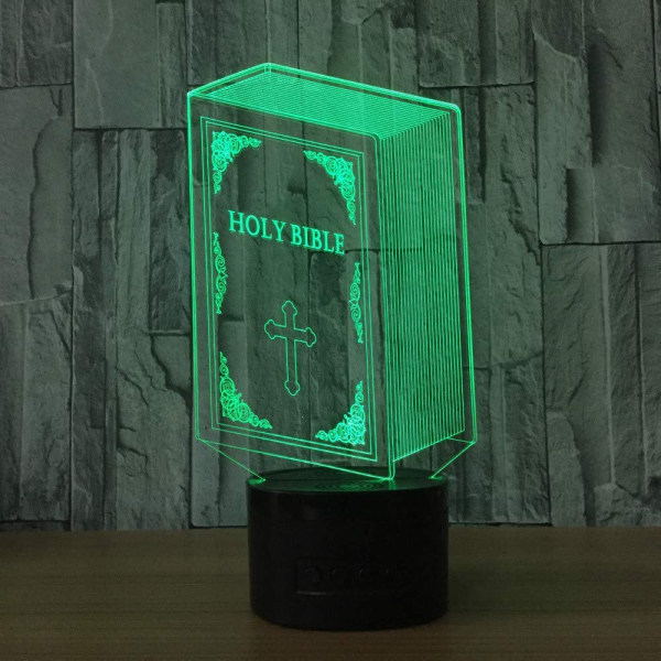 Nattlampa Bibel LED Nattlampa LED USB 3D Ljusarmaturer Bordlampa Barn Skrivbordslampor