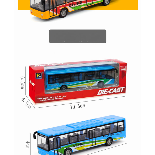 Bus Støbebil Model, Zink Legetøjsbil til Børn, Træk Ba