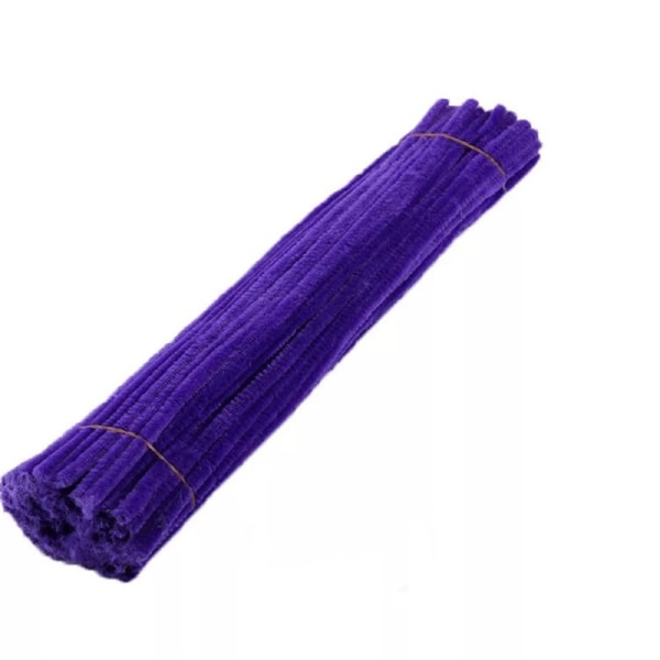 100 stk rørrensere fleksible bøyelige ren farge polyester chenille stilker DIY barnas tidlige utdanning håndlagde leker Violet Blue