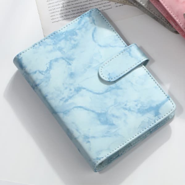 A6 Notebook Binder Lille Bærbar Azure Blå PU Læder Notebook Journal Løs Blad Binder