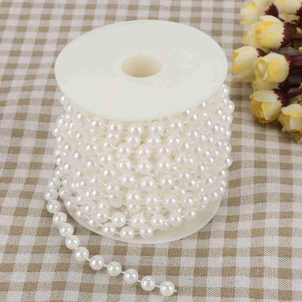 10m/rull Sliping Pearl Wire Beads Garland String DIY Bryllupsdekorasjon 8mm white