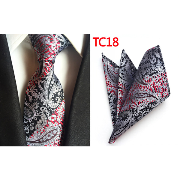 Män slips Paisley vävd siden slips set med ficka Suqare F I