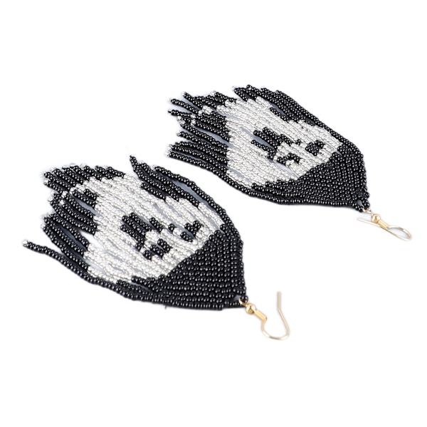 Lange perlearmbånd med dusk øredobber spøkelsesmønster håndverk fargefast lette perlearmbånd dinglende øredobber for kvinner Halloween