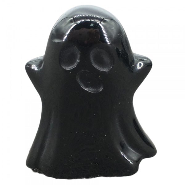 Sort Obsidian Krystalspøgelse, Håndskåret Ædelsten Fin Kunst Skulptur, Reiki Healing Stenstatue.