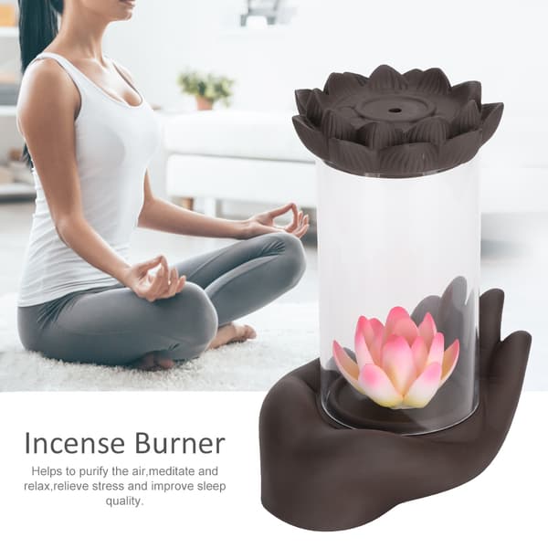 Buddha Lotus Form Tilbageflow Røgelse Brænder Kar Holder Hjem Kontor Dekoration Gaver
