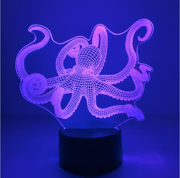 Optisk illusjon 3D blekksprut nattlampe 16 farger endring USB