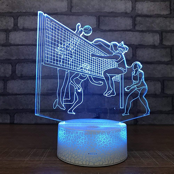 3D Damvolleyball Nattlampa för Kvinnor, 3D Illusion Lamp 16 Färger