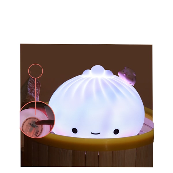 Söt Dumpling-lampa USB-laddningsbar Silikon Squishy Light