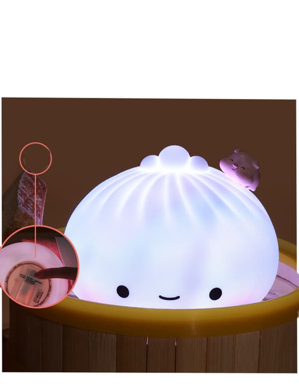 Söt Dumpling-lampa USB-uppladdningsbar silikon Squishy Light