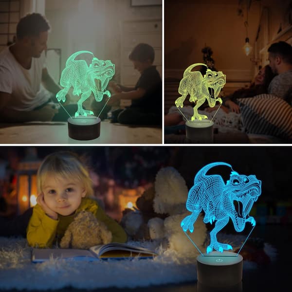 Dinosaur Natlampe, Ammonit T Rex 3D Lampe 16 Farver Skiftende