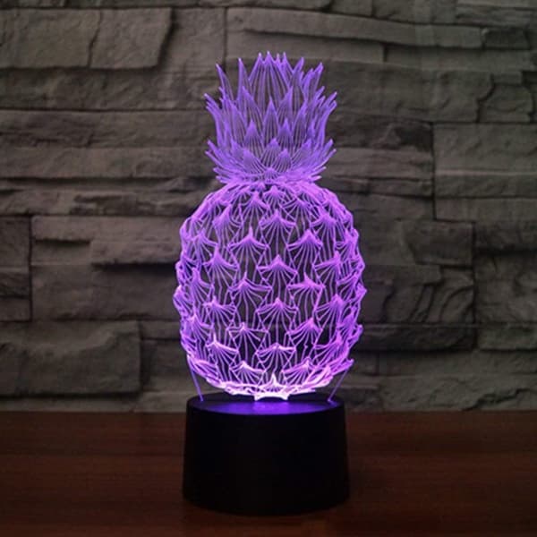 Optisk Illusion 3D Ananas Natlampe 16 Farver Skiftende