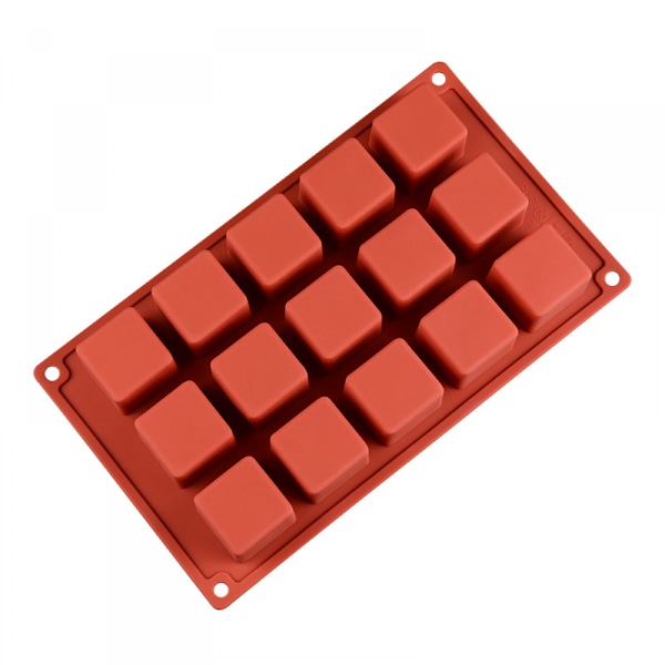 3D firkantet silikoneform firkantet mousse kage bageform dessertforme til cheesecake/gele/brownie/ (15-hulrum)