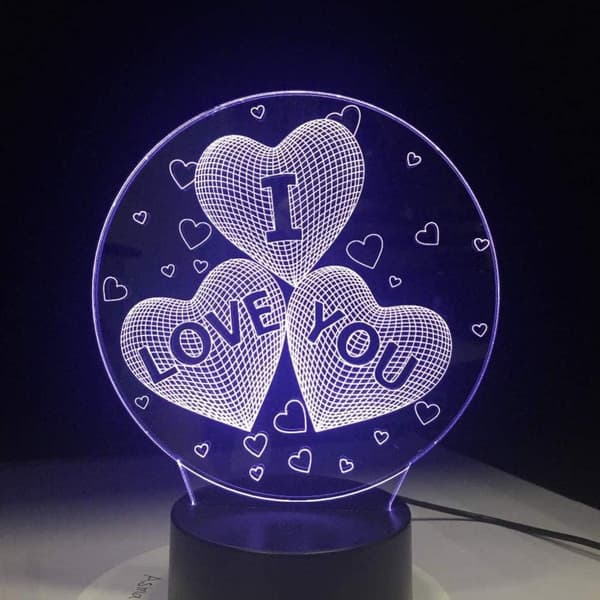 3D Natlampe, 7 Farve LED Plug-in Kreativ Drøm Romantisk