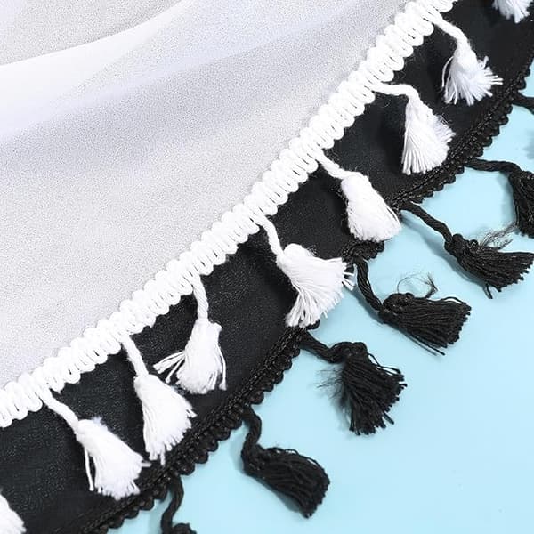 Stor Chiffong Strandkjol med Fransar för Kvinnor, 2-pack Black+white