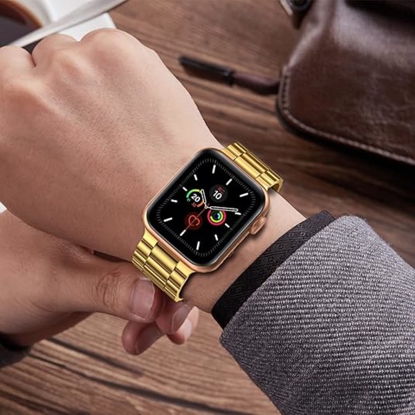 316L Kirurgisk Rustfrit Stål Apple Watch Rem, Ridse-/Vandafvisende, Passer til Series Ultra, Størrelser 49mm, til Business Casual Gold