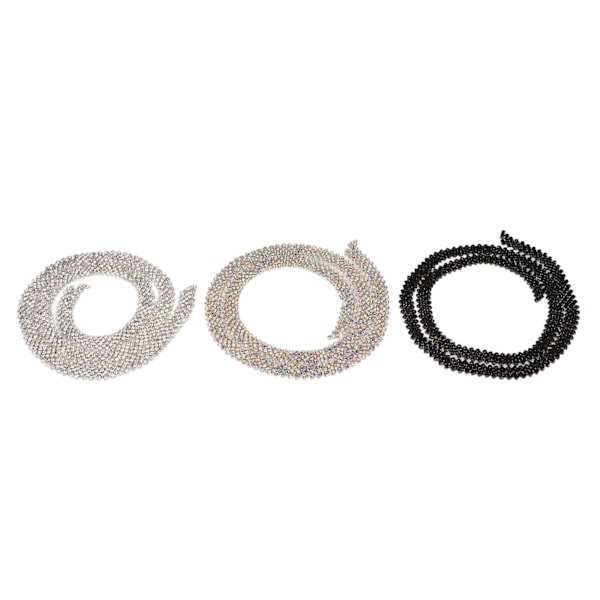 3 meter 5 rader Rhinestone Trim Glitrende Glitrende Vakre 3 Farger Rhinestone Kjeder Applikasjon for Bryllupsklær