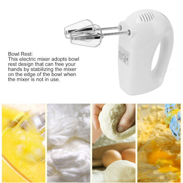 Elektrisk handmixer 300W 5 hastigheter Skålvila Säker Multidirektionell elektrisk visp med 4 vispar för kök EU-kontakt 220V