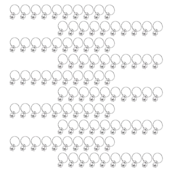 100 set runda huvudnitar silver dubbel cirkel dragringar koppar DIY gratfri skruvback spikhuvuden nitar för telefonfodral 9mm