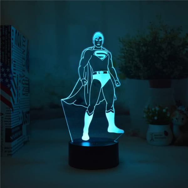Anime Tema Nattlys 3D Stereo Vision Superman LED Soverom