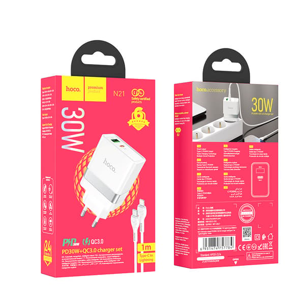 hoco. N21 Tuosu PD30W+QC3.0 oplader europæisk standard mobil
