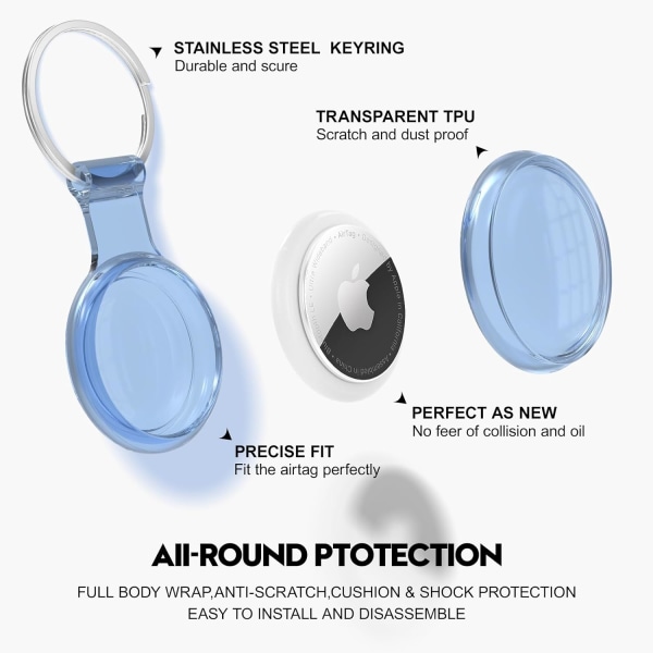 2-pakkaus Airtag-pidike, Airtag-pidike-avainperä yhteensopiva Apple AirTagien kanssa, vedenpitävä ja pölytiivis ja törmäyssuojattu Airtag-kotelo monivärisellä Tra 2 Pink/Blue