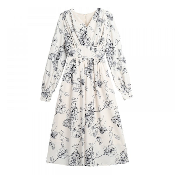 Lagerklänning med knytskärp i midjan Boho Chiffon Flowy Långklänning XL