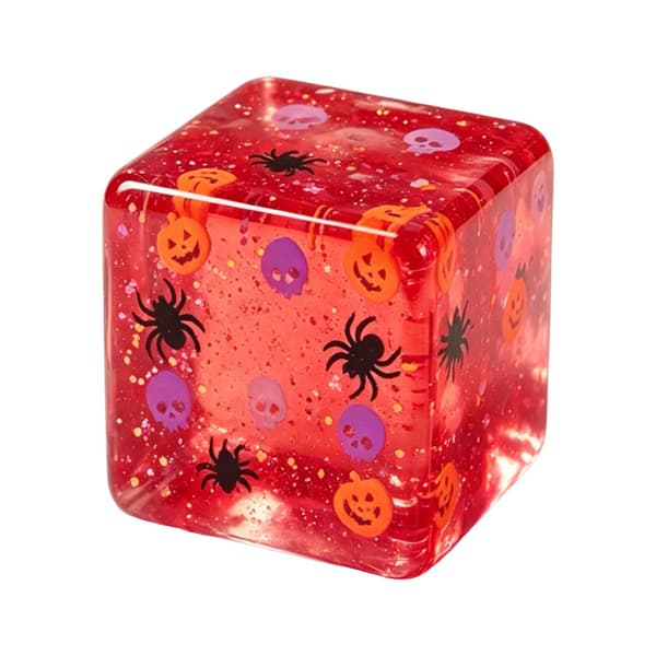 Röd Halloween Fidget Cube, Tematisk TPR Långsam-Återfjädring Sensorisk Klämleksak för Ångestlindring & Festdekoration red