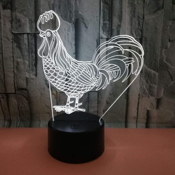 Optisk illusjon 3D Hane Nattlys USB-drevet Fjernkontroll