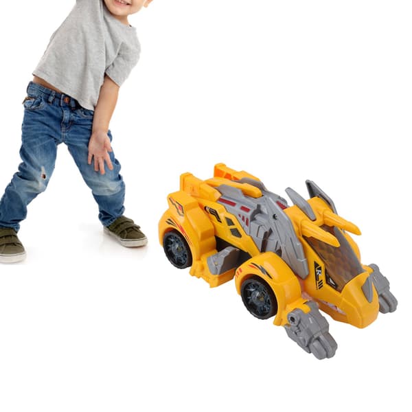 2 i 1 Transformerende Dinosaurbil Leke med LED-lys Musikk Bevegelige Ledd Sprayfunksjon for Barn Gutter