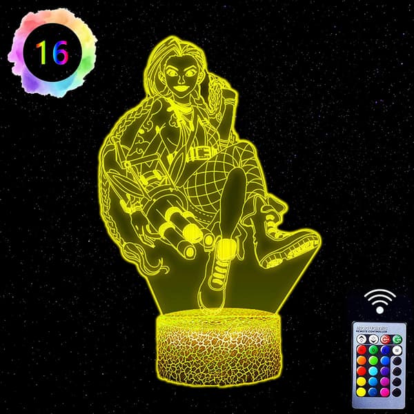 Drenge Natlampe Jinx Arcane 3D Optisk Illusionslampe 16 Farver