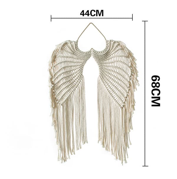 Boho enkelin siivet seinäkoriste, elegantti seinävaate pitkillä hapsuilla