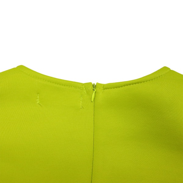 Neliökauluksen kuplahihainen lyhyt mekko (Chartreuse L)