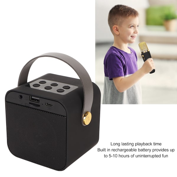 Lasten minikaraoke BT 5.3 LED-valaistustehosteilla Langaton Bluetooth-kaiutin 2 mikrofonilla juhliin