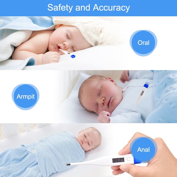 Digital Termometer för Vuxna och Barn, Oral Termometer för Baby Rektal och Underarms Termometer för Feberlarm Medicinsk Termometer
