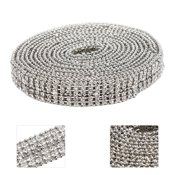 Rhinestone-kjede 2 meter lang Premium Material Robust Holdbar Iøynefallende Bred applikasjon Rhinestone Trim