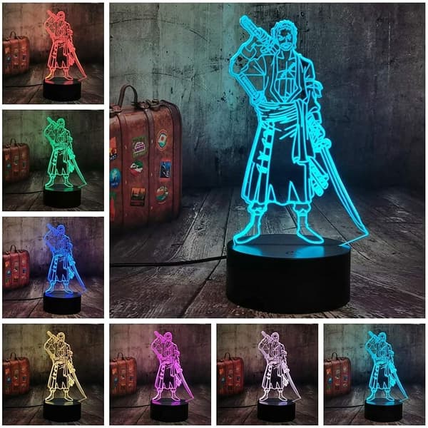 Japan Anime Monkey D. Luffy Roronoa Zoro 3D LED Illusjon Nattlampe
