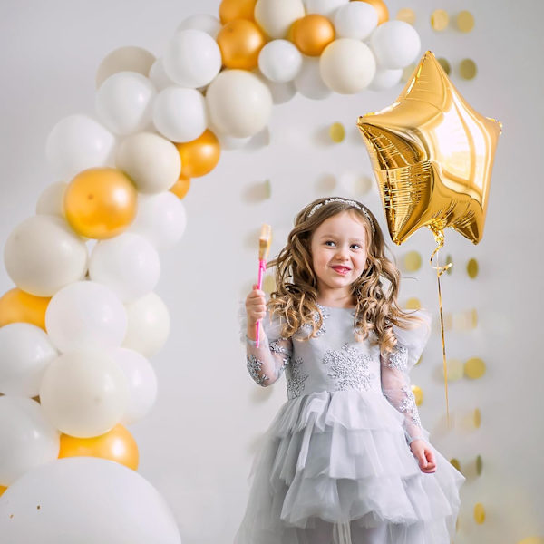 129 stk. Elfenbenshvide balloner i forskellige størrelser 18 12 10 5 tommer Latex ballonbue til festdekoration Fødselsdag Køn afsløring Bryllup Jubilæum Ivory White