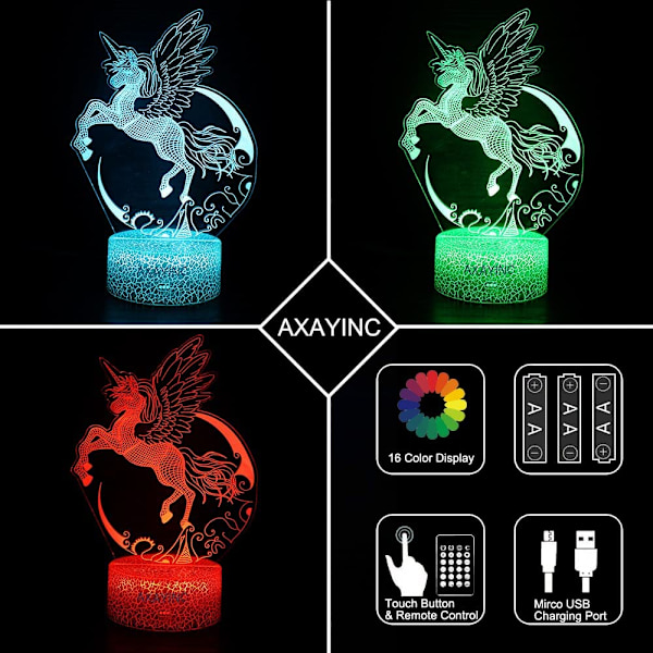 3D Natlampe LED Illusion Skrivebordslampe 7 Farveskift