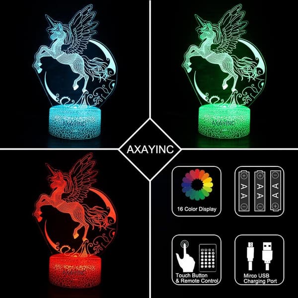 3D Nattlys LED Illusjon Skrivebord Bordlampe 7 Farger Endres