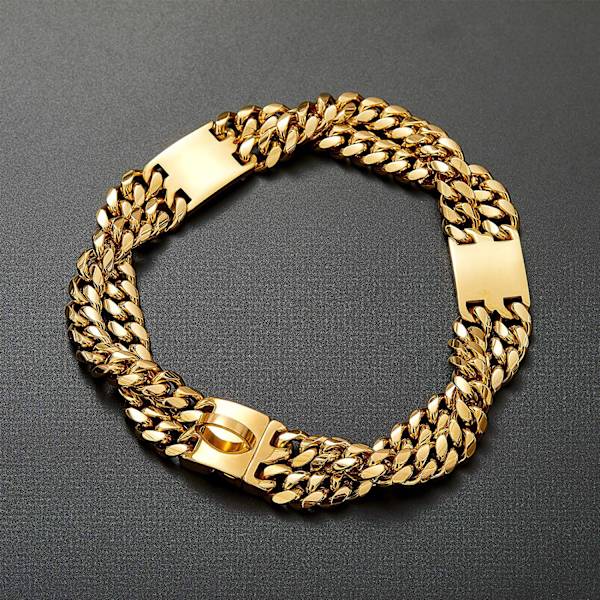 18K Guldpläterad Berlock 24mm Bred Högpresterande Stark Kubansk Chai 41cm