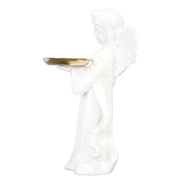 Baby Angel Statue Bakke Design 11,8in Håndskåret Rige Detaljer Resin Cherub Figur til Soveværelse Kontor Cafe